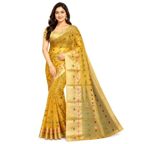 Image of Sarees for Women Wear Organaza Silk Banarasi Sari Kanjivaram Soft Pure Paithani Wedding Original Kanchipuram Pattu Sadi with Blouse Piece 2026 (Flowermeena)