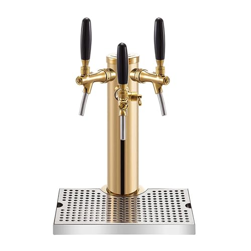 La Mejor Selección de Tiradores de cerveza al mejor precio. 42 YJSG Torre De Cerveza, Kit De Conversión De Cerveza De Acero Inoxidable, Dispensador De Torre De Cerveza De Barril con 3 Grifos, para Bodas, Fiestas, Bares Y Más (Dorado)