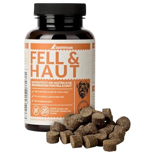 Schnüffelfreunde Fell & Haut I Complemento Alimenticio para Perros para Ayudar al Pelaje y la Piel - Beneficioso para el Pelo y Pelaje Brillante del Perro - con Aceite de Coco y Levadura de Cerveza