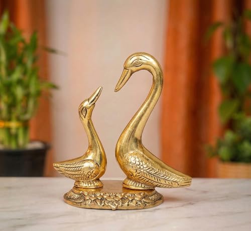 Image of KridayKraft Love Birds Swanset Pair of Kissing Duck Metal Statue,Love for Romantic Gift to Boyfriend,Girlfriend,Decor Your Home,Office,Showcase,Animal Showpiece Figurines.