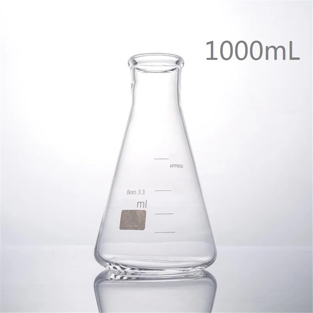 Equipos y suministros de laboratorio Matraz Erlenmeyer de 1000 ml y matraz triangular cónico cuello estrecho vidrio borosilicato 3. 1 l. Equipo laboratorio