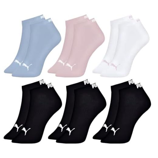Kit 06 Pares de Meia Puma Sapatilha Soquete Esportiva Feminino |3 Pretas - 1 Rosa Claro - 1 Azul Claro - 1 Branco | 34-39