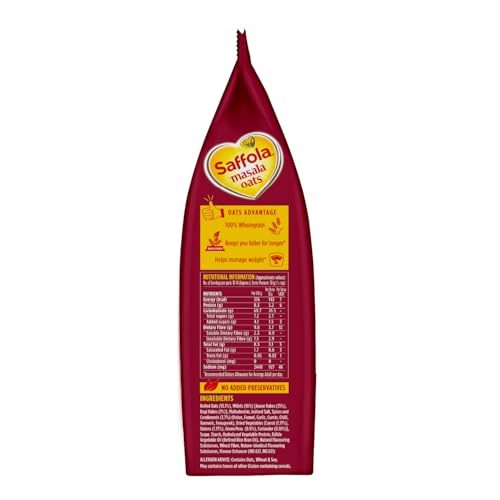 Saffola Masala Oats | 550g | Masala Coriander | Tasty, Anytime Snack | Ready in 3 mins | Millets Goodness- with Ragi & Jowar | No maida , No added preservatives | Oats Helps manage weight