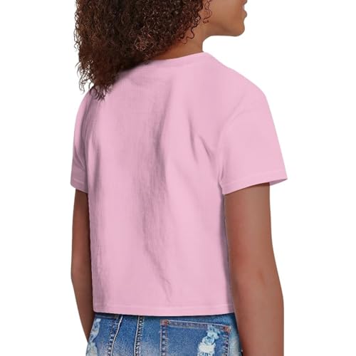Image of Girls Fashion Crewneck Tee Shirts Casual Short Sleeve Crop Top Summer Outfits 5-14 Year