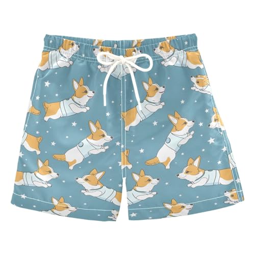 ALAZA Cartoon Dog Star Blue Boys' Swim Trunks Beach Shorts Quick Dry Swimsuit 4T