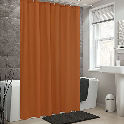 Image of ALYVIA SPRING Extra Long Fabric Shower Curtain or Liner Burnt Orange, 72x84 | 3 Magnets, Soft Cloth & Hotel Quality, Machine Washable, Light-Weight, Extra Long Size