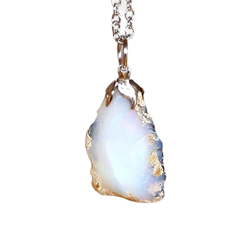 Collier Opale Arlequin artisanale en pierre fine naturelle et minéraux durables TENET