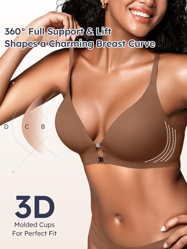 Image of Racerback Bras with Metal Magnetic Front Closure - S-XL Wireless for Women No Underwire Seamless Supportive Bralettes