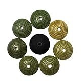 SHENGG 4" 100 mm konvexe Diamant-Nasspolierpads & 1-teiliger gummierter Stützteller, schalenförmig, M14 5/8-11, for Winkelschleifer, Marmorschleifen(M10)