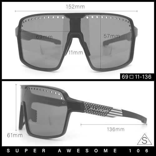 Xloop Mens Large Shield USA American Flag Print MTB Rectangle Sunglasses3