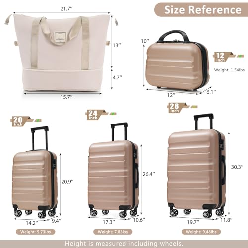Image of 13 Piece Luggage Sets, Lightweight Suitcases with Dual Spinner Wheels, Carry-On & Check-In Sizes for Travel and Business (champagne)