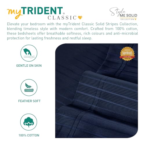 Image of myTrident Bedsheet for Double Bed King Size | 108 inch x 108 inch | Iron Blue