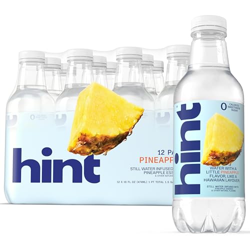 Hint Water Pineapple, Pure Water Infused with Pineapple, Zero Sugar, Zero Calories, Zero Sweeteners, Zero Preservatives, Zero Artificial Flavors, 16 Fl Oz (Pack of 12)