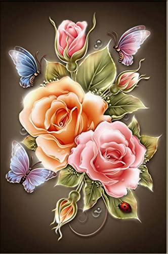 Broderie au diamant papillon fleur 30x40cm pour évacuer le stress et décorer