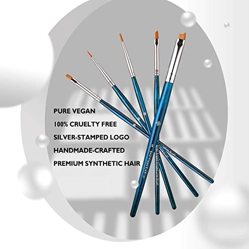 Eyeliner Brush, 5Pcs Eye Liner Brushes Set, Angled Eyeliner Brush Fine Point, Precision Detailed Art Brushes With Ultra-Fine Bristles, Flat Eye Makeup Brush For Winged Liner (Sapphire Blue) #TOP3