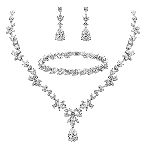 Juegos de joyas de mujer boda joyería de racimo con pendientes y collar