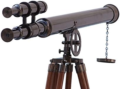 Hampton Nautical ST-0124-Black Floor Standing Oil-Rubbed Bronze Griffith Astro Telescope 64" - Old Telescope - Nautical Decoration