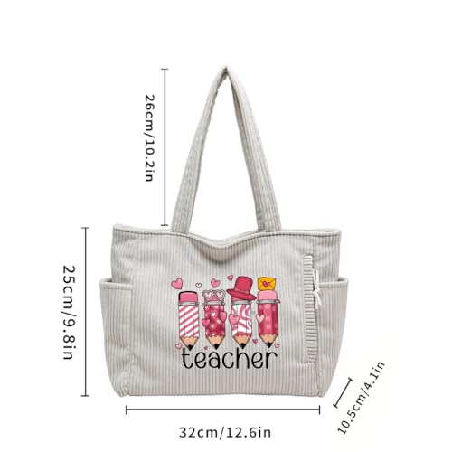 Bolso tote para enfermeras y profesoras – Bolso de corderoy elegante para hospital, compras, playa y viajes miniatura 5