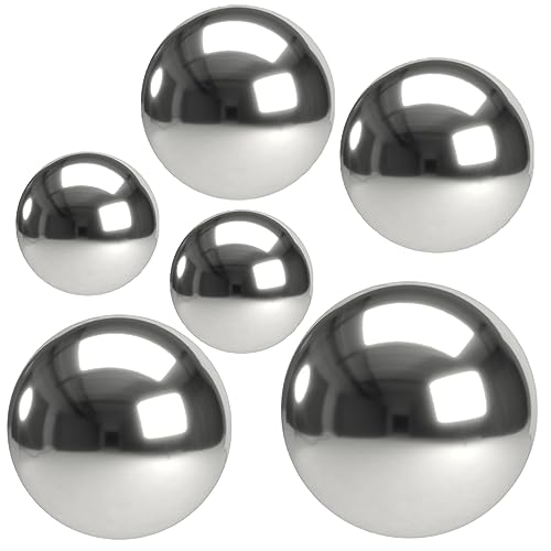 MIJOMA Exquisites Set Silberne Spiegelkugeln, Nahtlose Edelstahl Dekokugeln, Gartenkugel Spiegelpoliert, Reflektierende Hohlkugel, für Haus, Garten und Teich (6tlg Set - 5cm 8cm 10cm 15cm)
