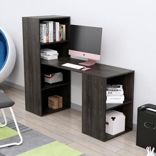 Image of Bniture Wooden Study Table for Home | Engineered Wood Study Table with Book Shelf | Multi Purpose Computer Desk for Writing & Study | Laptop Table for Study Room, Office & Workstation | Flower Wenge