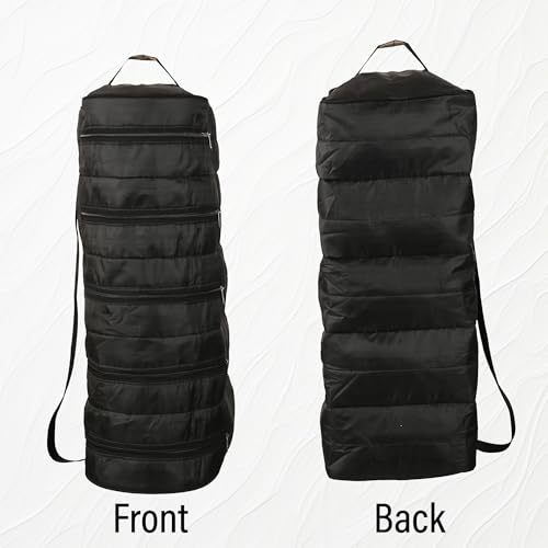 Image of Kuber Industries Upto 5 Pair Foldable Shoe Organiser Cover for Travel | Hanging Sandal /Shoes Packing Pouch & Storage Bag with Zip | Black
