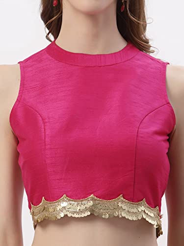 Image of studio rasa Women's Dupion Sequin Embellished Crop Top for Wedding Festive