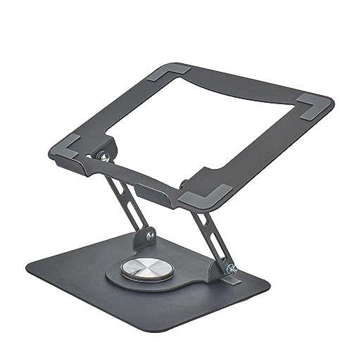 Image of Uncaged Ergonomics Swivel Laptop Stand for Desk, Adjustable Computer iPad Stand for Desk w / 360 Rotation, Portable Laptop Holder for Home Office Ergonomic Supplies (Black)