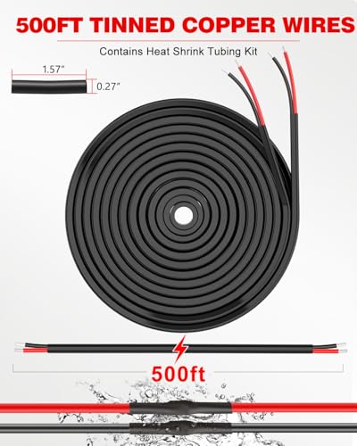NAOEVO 14 Gauge Wire 2 Conductor Electrical Wire, 14 AWG Stranded PVC Cord, 12V Low Voltage/Tinned Copper/Flexible Cable for Automotive Wiring, Lamp Cord, Marine Cable (500FT)