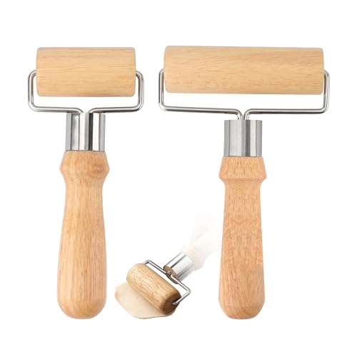 TEKONDA 2 unidades de rodillos de amasar pequeños y medianos en forma de T, rodillo de madera para pizza, hojaldre, albóndigas y pasteles horneados