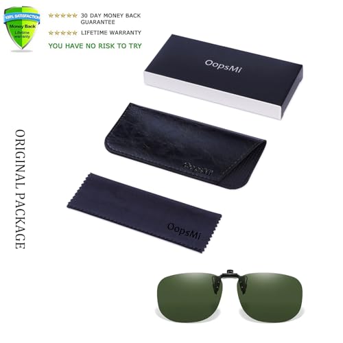 Image of Polarized Clip On Sunglasses Over Prescription Glasses Men Women Rimless Flip Up