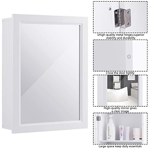 Tangkula Mirrored Bathroom Cabinet, Wall Mount Storage Organizer, Medicine Cabinet With Single Doors #TOP5