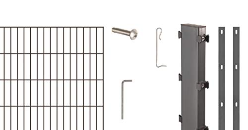 Alberts 646295 Zaungabionen Step² | verschiedene Längen und Höhen | zum Aufschrauben | anthrazit | Mattenbreite 200 cm | Höhe 100 cm