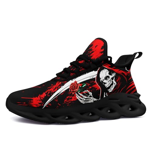 Skull Road Running Shoes for Men Women Athletic Cushioned Durable Sport Tennis Shoes Cool Scythe Cross-Training Sneakers