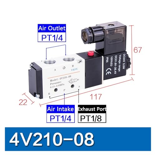 Électrovanne pneumatique 4V310-10 commande directionnelle 220V - 3