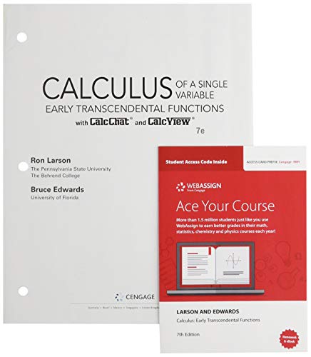 Bundle: Calculus of a Single Variable: Early Transcendental Functions, Loose-leaf Version, 7th + WebAssign,...