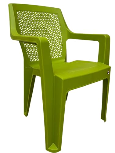 Image of SkyGlamour Cello Sonet Matt Finish Plastic Armchair | Mid Size Plastic Chair for Living Room, Home, Garden Indoor and Outdoor use |Bearing Capacity up to 120 Kg (Colour: Green; Set of 2)