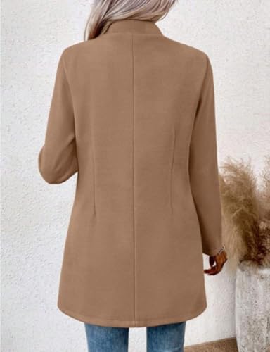 Kinghua Camel Coat for Women Business Casual Open Front Lightweight Jackets Warm Fall Winter Wool Blazer4