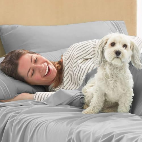 Image of Twin XL Cotton Jersey Sheet Set, Soft & Comfy, Hospital, Light Grey