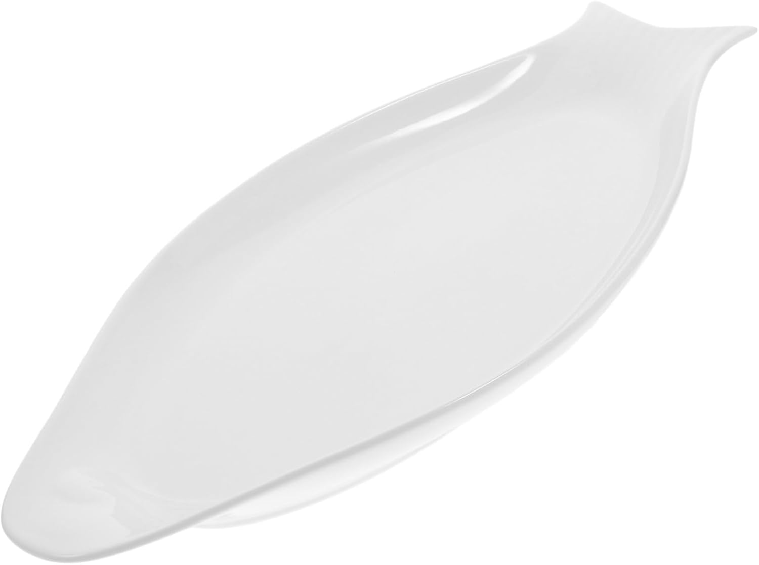 DECHOUS 1Pc Fish Shaped Dish Pure White Oval Plate for Steamed Fish Kitchen Tableware for Home Dining Decorative Serving Platter for Restaurant Use