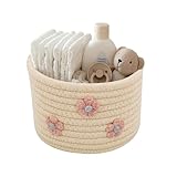 Gewebter Aufbewahrungskorb, Geschenkkorb Leer, Aufbewahrungskorb Aus Baumwolle, Handgefertigter Badezimmer Organizer und Multifunktionskorb für Bad, Küche, Kinderzimmer (khaki 1)