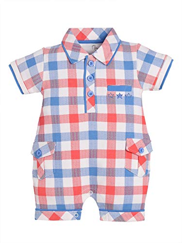 Image of BABYGO Half Sleeves Baby Romper| 100% Cotton Rompers for New Born Baby| Baby Dress | Onesies| 6-9M| ROYAL| Infant Clothes