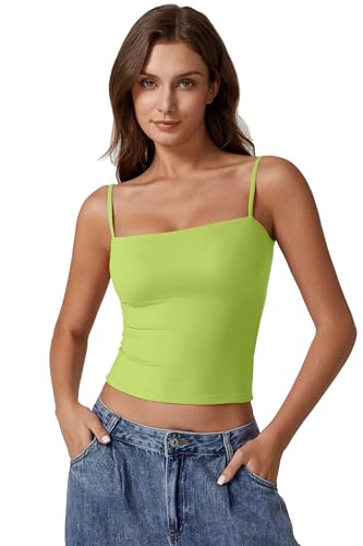 Image of QINSEN Women's Double Lined Basic Tank Top Adjustable Spaghetti Straps Sleeveless Camisole Shirts