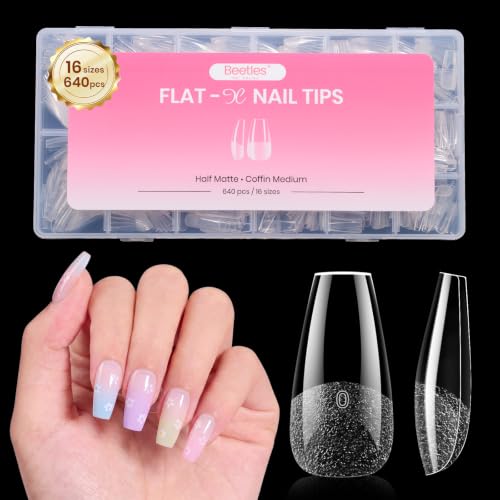 Image of Beetles Flat-X Soft Gel Nail Tips, Medium Coffin, 640Pcs, 16 Sizes