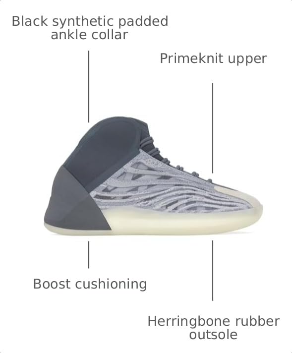 Image of adidas Yeezy Quantum Lace-Up Sneakers- Knitted Elastic Collar, Mesh Upper with RPU Cage, Boost Cushioning - Yeezy Shoes
