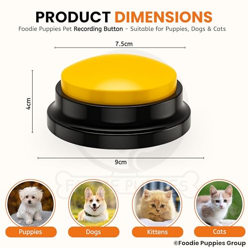 Image of Foodie Puppies Voice Recording Button for Dogs (Set of 3) (Colour May Vary) | Dog Buttons for Communication Pet Training Buzzer Dog Toy, 30 Second Record & Playback, Funny Gift for Study Office Home