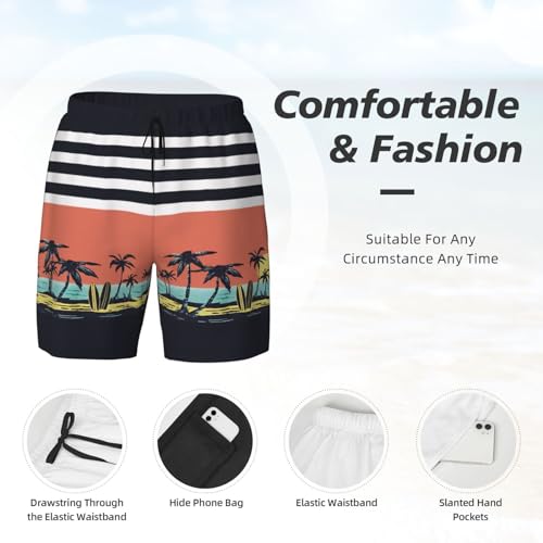 Men's Quick-Dry Swimming Trunks 7 Inch with Compression Liner 2 in 1 Beach Swim Board Shorts with Pockets4