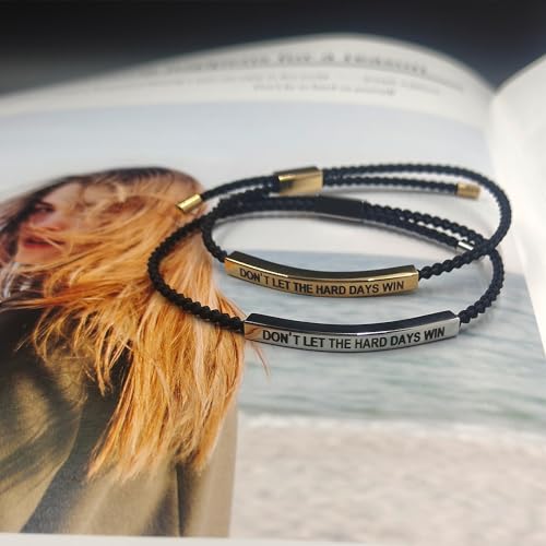 Choistily Dont Let The Hard Days Win Bracelet for Women Adjustable Handmade Braided Bracelet Stainless Steel Tube Engraved Inspirational Bracelet for Women Men Inspirational Jewelry Gifts4