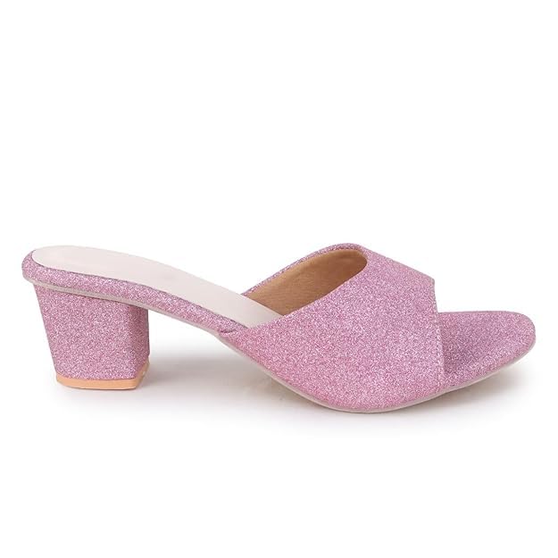 Image of Women's Block Heel Sandals - Open Toe Slip-On Dress Heels for Wedding & Party, Cushioned Comfort Insole, Stylish Synthetic Leather
