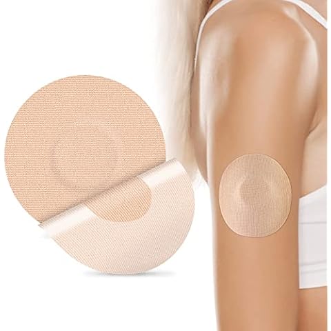 Freestyle Adhesive Patches 25Pack Waterproof Libre2/3 Sensor Covers Flesh Flexible CGM Patches Without Glue in The Center-Enlite-Guardian-Freestyle Libre 14 Day Sensor Patches Cover