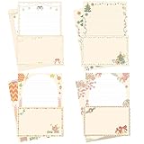 SCStyle Christmas Stationary Paper and Envelopes Set 72Pcs(48Sheets Christmas Letter Paper+24Pcs Christmas Cute Envelopes) With Water-Based Adhesive,4 Styles Christmas Design Stationary Set(S4)